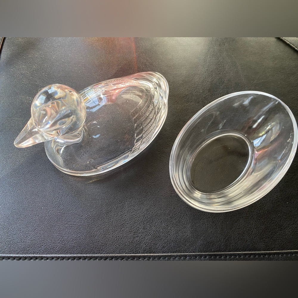 Vintage 1970’s Cristal d’Arques France Duck Trinket Dish Leaded Crystal